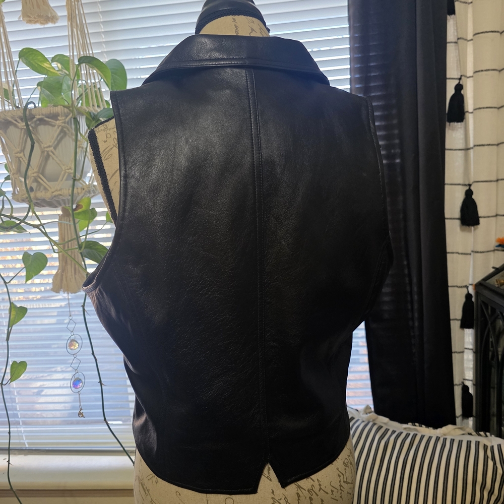 Wilsons Leather Black Vest Biker Goth Leather Zipper Vest - Picture 4 of 8
